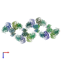 PDB entry 4bbl coloured by chain, top view.