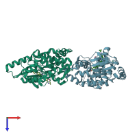 PDB entry 4bbm coloured by chain, top view.