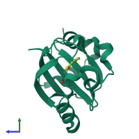 PDB entry 4bbu coloured by chain, side view.
