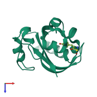 PDB entry 4bbu coloured by chain, top view.