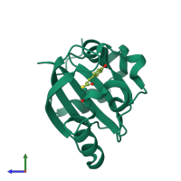 PDB entry 4bbv coloured by chain, side view.