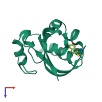 PDB entry 4bbv coloured by chain, top view.