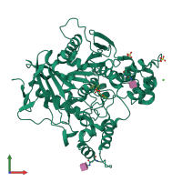 Monomeric assembly 2 of PDB entry 4bc1 coloured by chemically distinct molecules, front view.