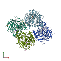 PDB entry 4bc1 coloured by chain, front view.