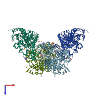 PDB entry 4bc1 coloured by chain, top view.