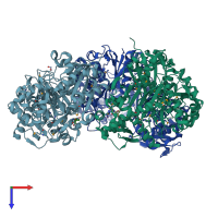 PDB entry 4bc2 coloured by chain, top view.