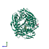 PDB entry 4bcb coloured by chain, side view.