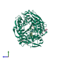 PDB entry 4bcd coloured by chain, side view.