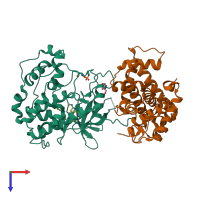 PDB entry 4bcg coloured by chain, top view.