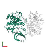 Cyclin-dependent kinase 2 in PDB entry 4bck, assembly 1, front view.