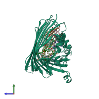 PDB entry 4bcl coloured by chain, side view.