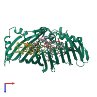 PDB entry 4bcl coloured by chain, top view.