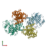 PDB entry 4bco coloured by chain, front view.