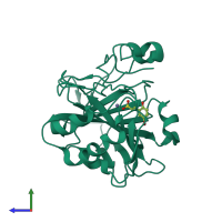 PDB entry 4bcw coloured by chain, side view.