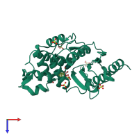 PDB entry 4bd0 coloured by chain, top view.
