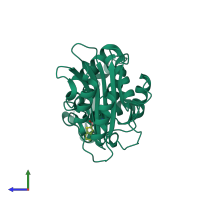 PDB entry 4bd1 coloured by chain, side view.