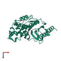 PDB entry 4bd1 coloured by chain, top view.