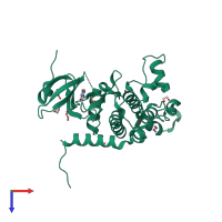 PDB entry 4bdb coloured by chain, top view.