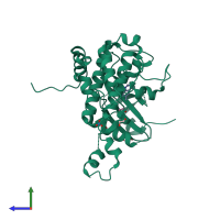 PDB entry 4bde coloured by chain, side view.