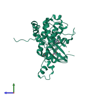 PDB entry 4bdh coloured by chain, side view.