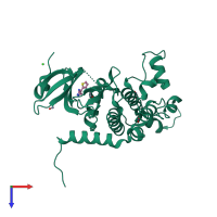 PDB entry 4bdh coloured by chain, top view.