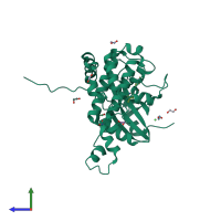 PDB entry 4bdi coloured by chain, side view.