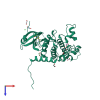 PDB entry 4bdi coloured by chain, top view.