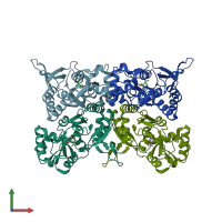 PDB entry 4bdm coloured by chain, front view.