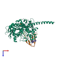 PDB entry 4bdt coloured by chain, top view.