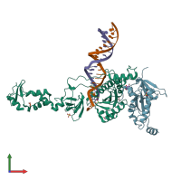 PDB entry 4be0 coloured by chain, front view.