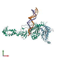 PDB entry 4be2 coloured by chain, front view.