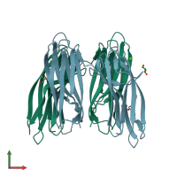 PDB entry 4be6 coloured by chain, front view.