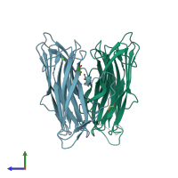 PDB entry 4be6 coloured by chain, side view.