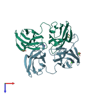 PDB entry 4be6 coloured by chain, top view.