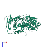 PDB entry 4be8 coloured by chain, top view.