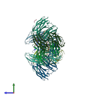 PDB entry 4bei coloured by chain, side view.