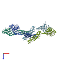 PDB entry 4bej coloured by chain, top view.