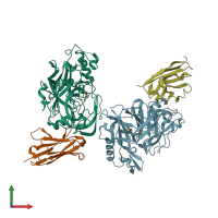 PDB entry 4bel coloured by chain, front view.