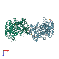 PDB entry 4bep coloured by chain, top view.