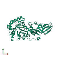 PDB entry 4beq coloured by chain, front view.