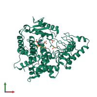 PDB entry 4bes coloured by chain, front view.