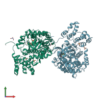 PDB entry 4bet coloured by chain, front view.