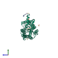 PDB entry 4bez coloured by chain, side view.