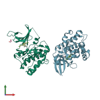 PDB entry 4bf2 coloured by chain, front view.