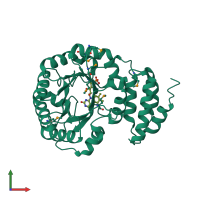 PDB entry 4bf9 coloured by chain, front view.