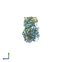 PDB entry 4bfb coloured by chain, side view.