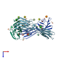 PDB entry 4bfe coloured by chain, top view.