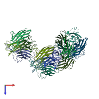 PDB entry 4bff coloured by chain, top view.