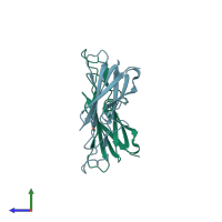 PDB entry 4bfj coloured by chain, side view.