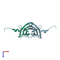 PDB entry 4bfj coloured by chain, top view.